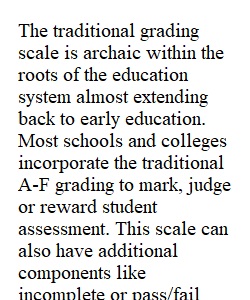 Discussion: Pros/Cons of TRADITIONAL GRADING.